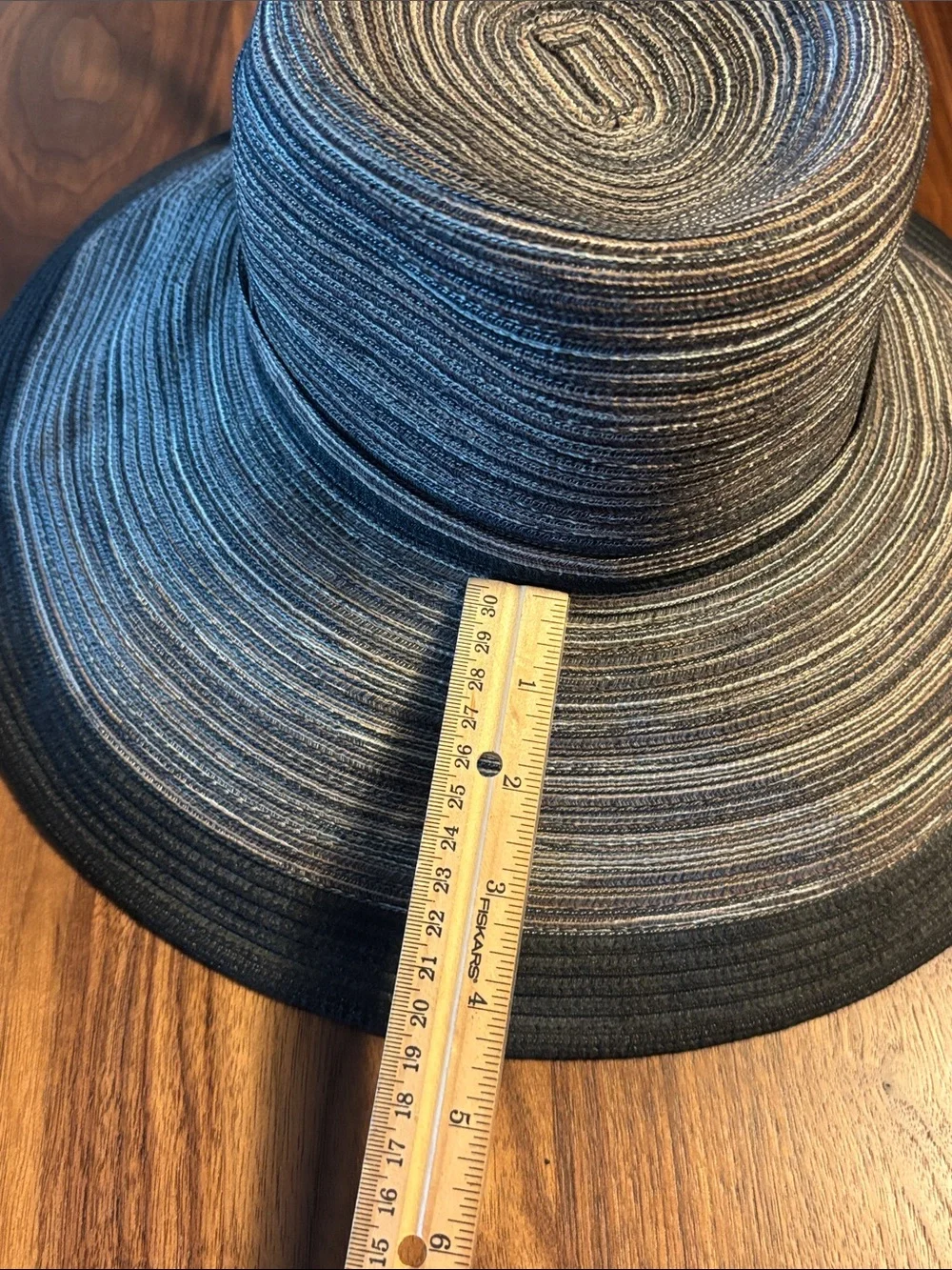 San Diego Hat Company Wide Brim Sun Hat in Striped Black & Taupe